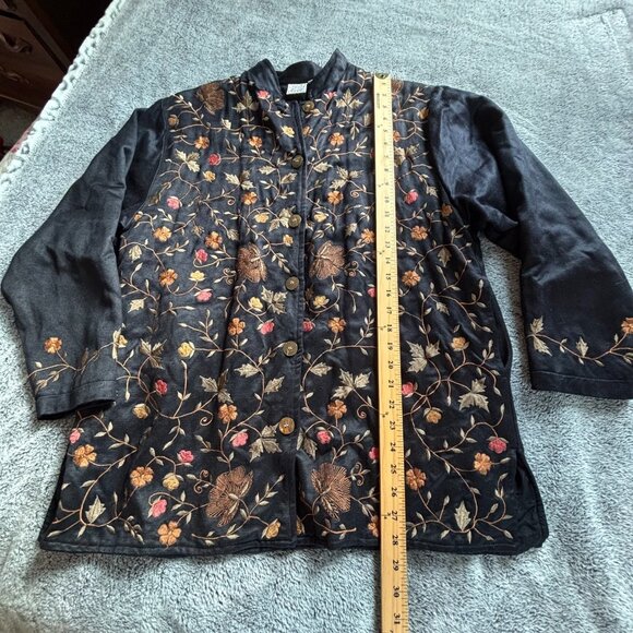 Parsley Sage Womens Jacket Large Floral Heavily Embroidered Asian Inspired 18482 - Picture 6 of 9